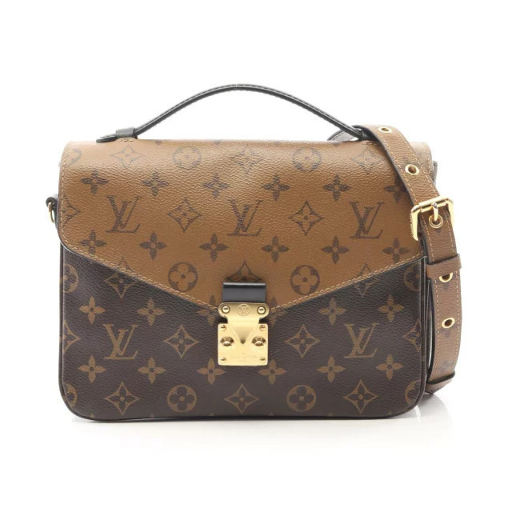 Louis Vuitton Pochette Metis Handbag Canvas Leather Monogram Reverse Brown Black